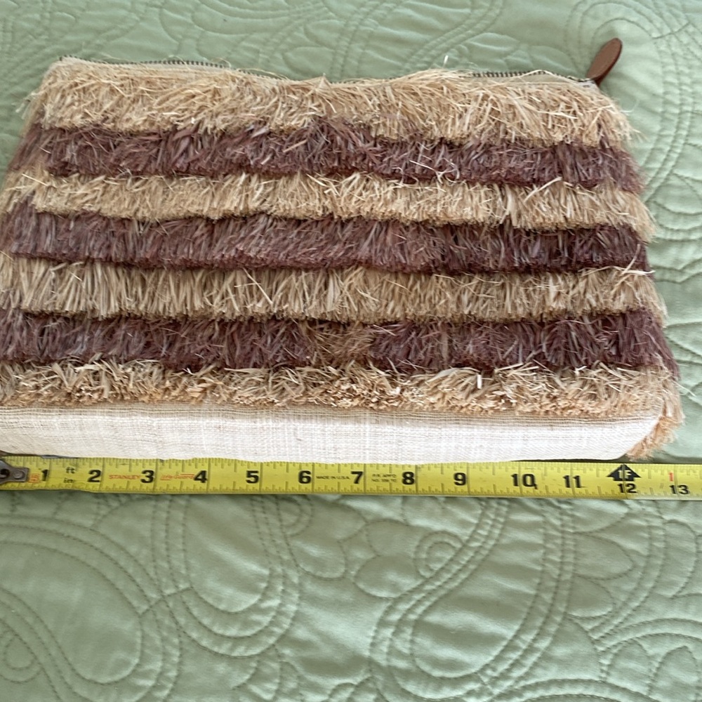 KAYU Pinata Neutral Fringe Oversized Straw Clutch - Picture 7 of 9
